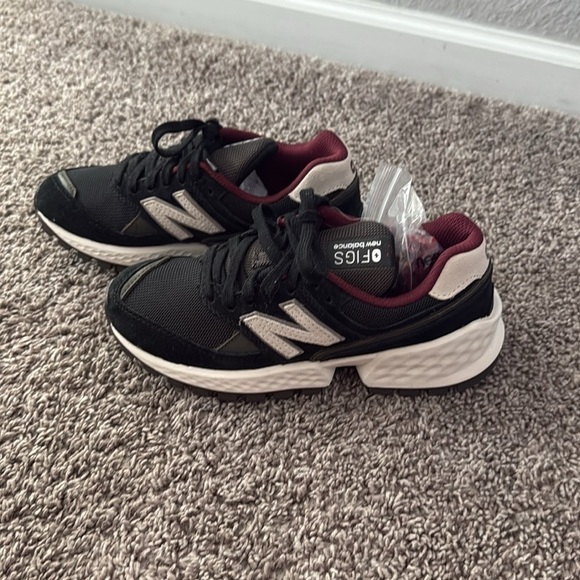 New Balance X Figs 574 Black and Burgundy Men’s 4.5 Women’s 6 main image 6
